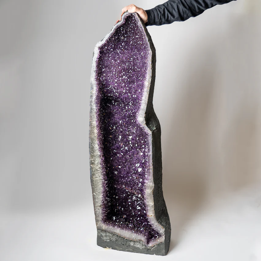 Uruguayan amethyst geode — deep Siberian purple, dense micro-crystal