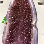 Museum-quality 19.8 lb amethyst leaf geode known as the Sugar Druzy Leaf, featuring a scalloped edge and deep purple sugar druzy crystals.