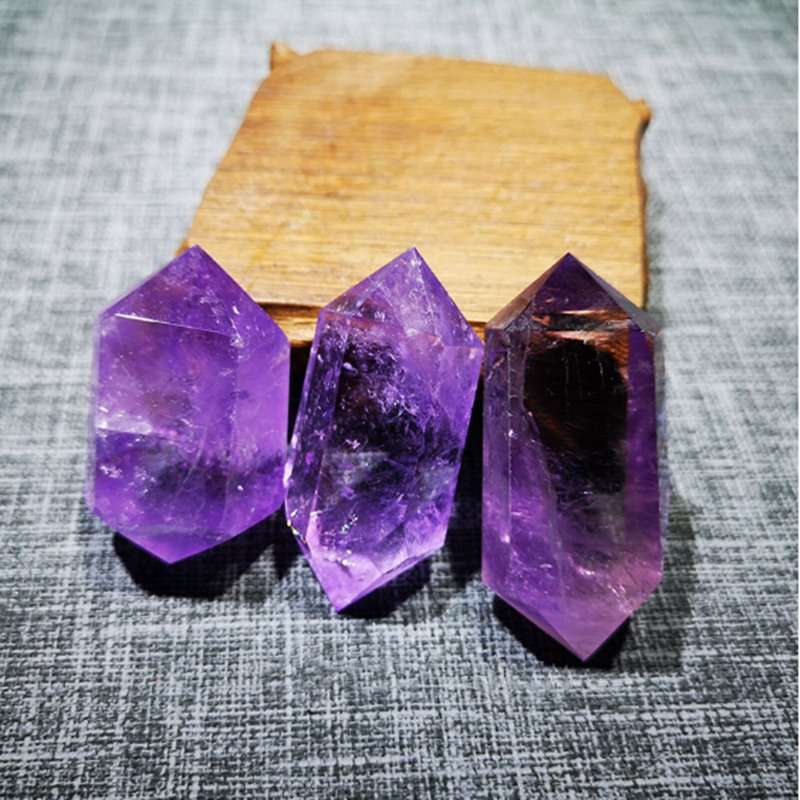Natural Brazilian Amethyst Double Terminated Crystal Set – Meditation & Chakra Balance (2 Pcs)