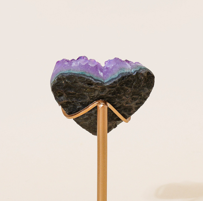 Natural Brazilian Amethyst Heart Cluster – Romantic Gift & Desk Decor