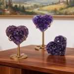 Natural Brazilian Amethyst Heart Cluster – Romantic Gift & Desk Decor
