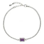 Natural amethyst geometric bracelet in 925 sterling silver – square cut, gold and silver options