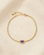 Natural amethyst geometric bracelet in 925 sterling silver – square cut, gold and silver options