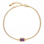 Natural amethyst geometric bracelet in 925 sterling silver – square cut, gold and silver options