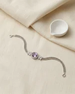 Natural amethyst leaf bracelet in 925 sterling silver – botanical old money style