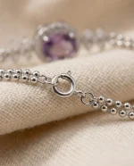 Natural Amethyst Leaf Bracelet in 925 Sterling Silver – Botanical Old Money Style - Image 6