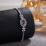 Natural amethyst leaf bracelet in 925 sterling silver – botanical old money style