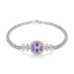 Natural amethyst leaf bracelet in 925 sterling silver – botanical old money style