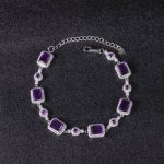 Natural amethyst bracelet in 925 sterling silver – 1.9ct luxury geometric design, European style
