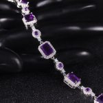 Natural amethyst bracelet in 925 sterling silver – 1.9ct luxury geometric design, European style