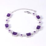 Natural amethyst bracelet in 925 sterling silver – 1.9ct luxury geometric design, European style