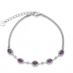 Natural amethyst gemstone stacking bracelet in 925 silver – colorful mixed crystal, gold and silver finish
