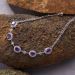 Natural amethyst gemstone stacking bracelet in 925 silver – colorful mixed crystal, gold and silver finish