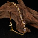 Natural amethyst gemstone stacking bracelet in 925 silver – colorful mixed crystal, gold and silver finish