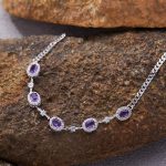Natural amethyst gemstone stacking bracelet in 925 silver – colorful mixed crystal, gold and silver finish