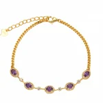 Natural amethyst gemstone stacking bracelet in 925 silver – colorful mixed crystal, gold and silver finish