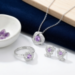 Satin Bloom Amethyst Rose Necklace - Brushed 925 Sterling Silver