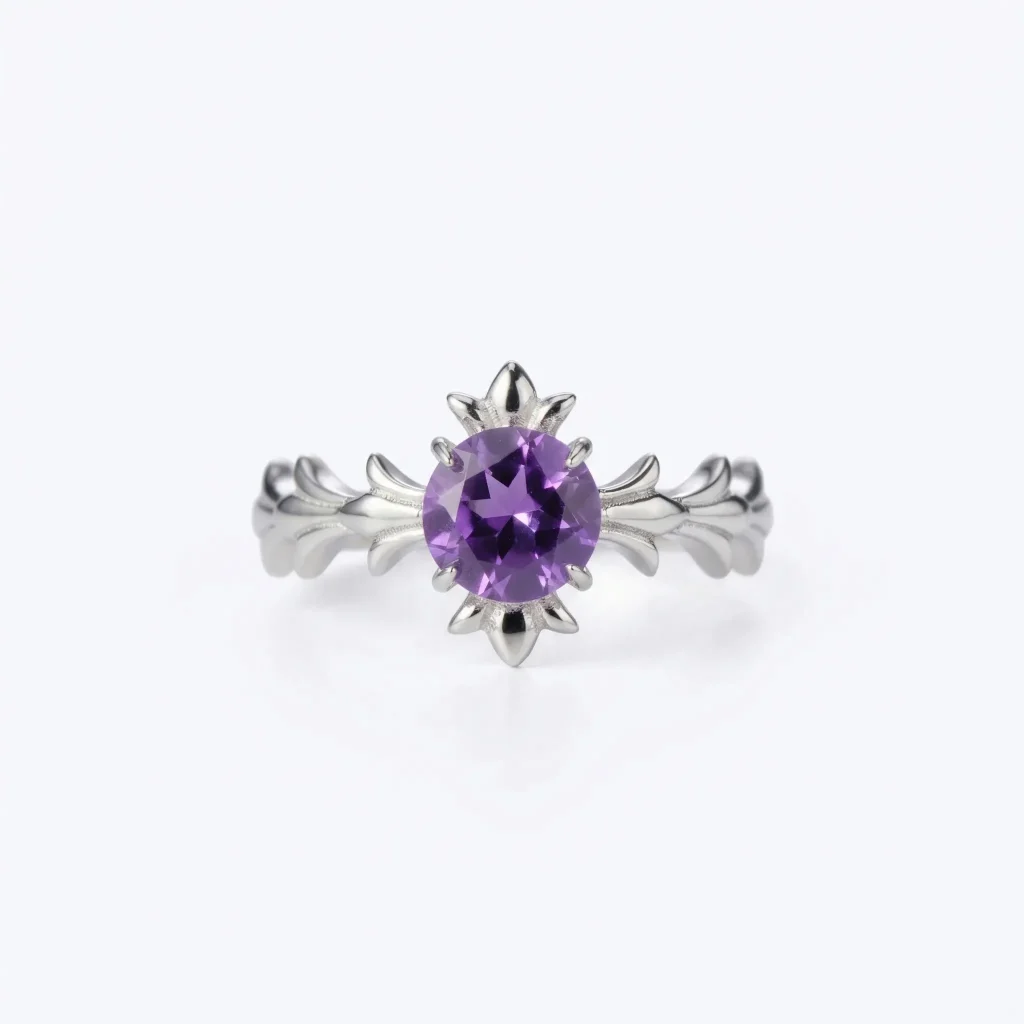 "AAA-grade natural oval amethyst in a vintage Victorian-style sterling silver filigree adjustable ring setting."