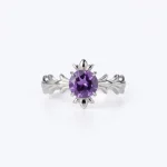 "AAA-grade natural oval amethyst in a vintage Victorian-style sterling silver filigree adjustable ring setting."