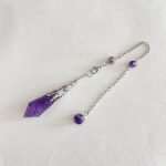 Hand-Polished Amethyst 12-Facet Crystal Dowsing Pendulum for Spiritual Divination