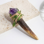 Handmade Natural Amethyst Antler Scepter for Witchy Altar Decor & Rituals