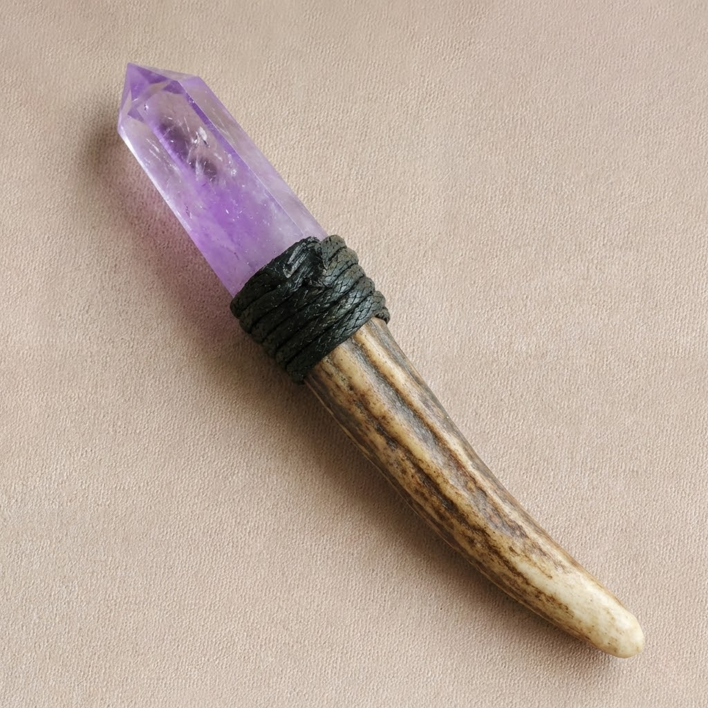 Handmade Natural Amethyst Antler Scepter for Witchy Altar Decor & Rituals