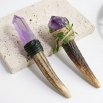Handmade Natural Amethyst Antler Scepter for Witchy Altar Decor & Rituals