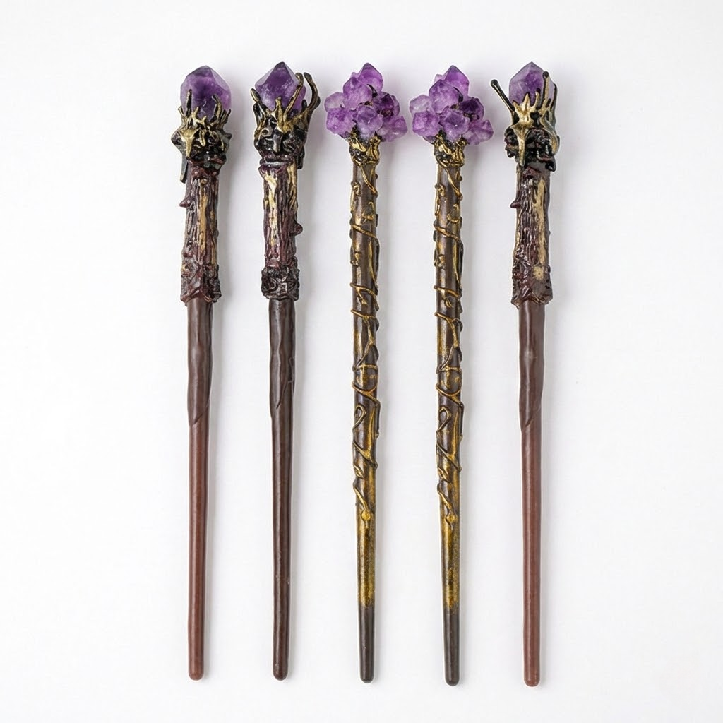 Vintage Amethyst Magic Wand Hairpin for Mystical Updos & Everyday Magic