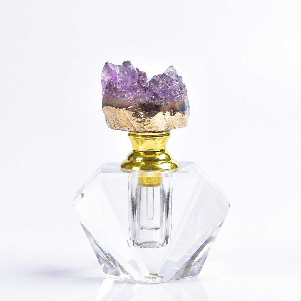 Natural Amethyst Raw Stone Perfume Bottle