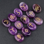 13-Piece Natural Amethyst Witch Rune Stones Set