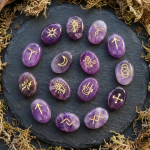 13-Piece Natural Amethyst Witch Rune Stones Set