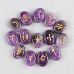 13-Piece Natural Amethyst Witch Rune Stones Set
