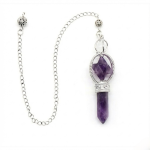 Natural Amethyst Merkaba Star Pendulum with Silver Chain for Divination