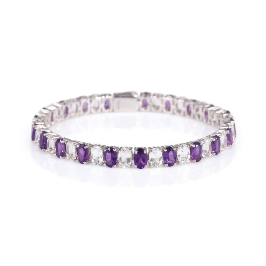Eternal Sparkle Natural Amethyst Tennis Bracelet in 925 Silver