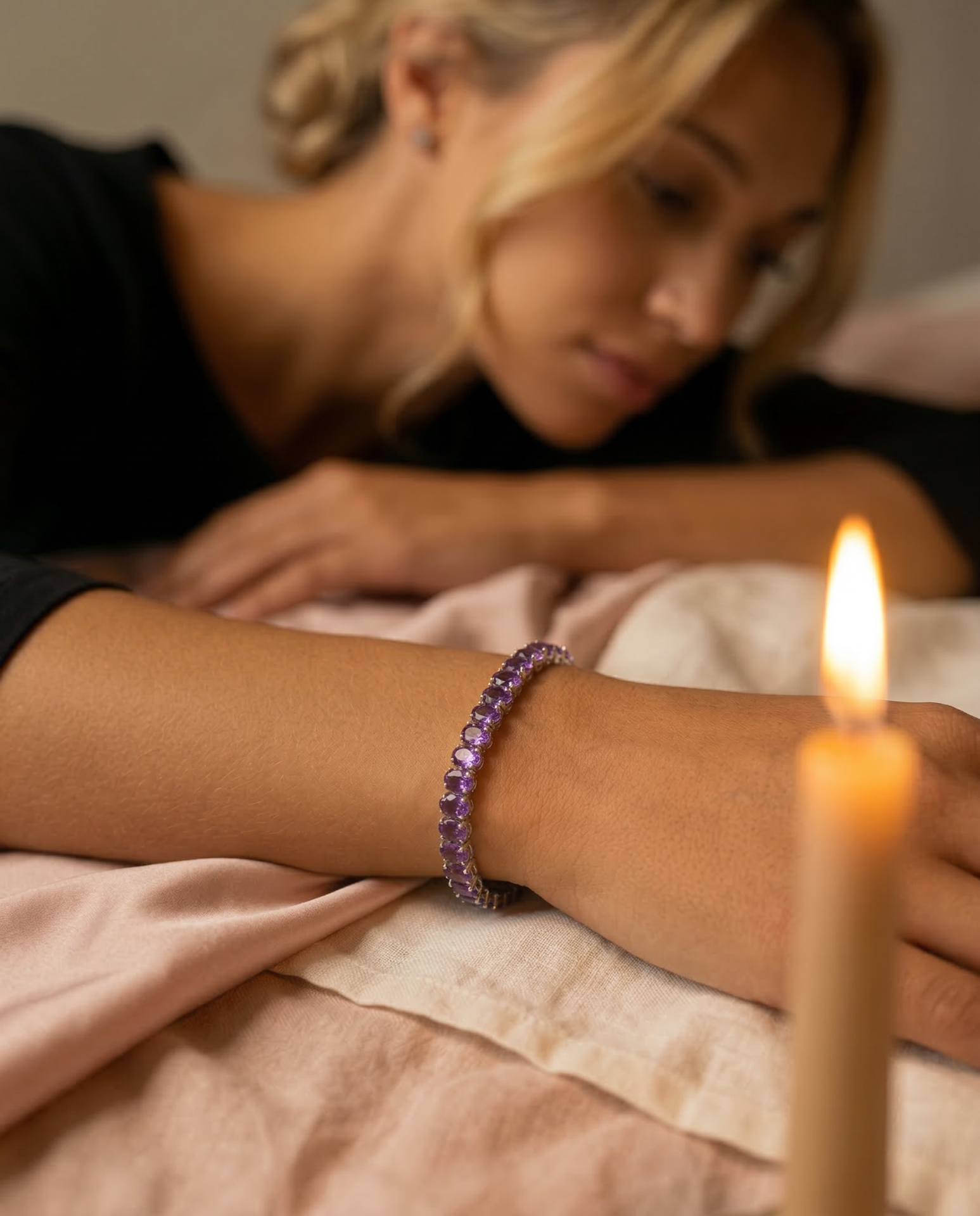 Eternal Sparkle Natural Amethyst Tennis Bracelet in 925 Silver