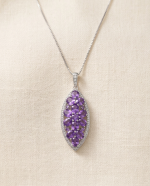 Imperial Leaf Amethyst Cluster Statement Necklace in 925 Silver