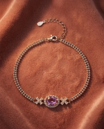 Luminous Bloom Amethyst Double-Strand Beaded Bracelet in 925 Silver
