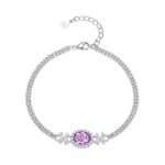 Luminous Bloom Amethyst Double-Strand Beaded Bracelet in 925 Silver
