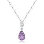 Parisian Muse Natural Pear-Cut Amethyst Necklace in 925 Silver