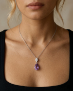 Parisian Muse Natural Pear-Cut Amethyst Necklace in 925 Silver - Image 2