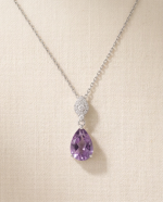 Parisian Muse Natural Pear-Cut Amethyst Necklace in 925 Silver