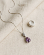 Parisian Muse Natural Pear-Cut Amethyst Necklace in 925 Silver