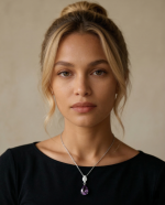 Parisian Muse Natural Pear-Cut Amethyst Necklace in 925 Silver