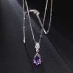 Parisian Muse Natural Pear-Cut Amethyst Necklace in 925 Silver