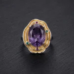 Massive Siberian Grade natural amethyst statement ring featuring a heavy-duty reinforced 925 sterling silver adjustable band.