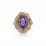 Massive Siberian Grade natural amethyst statement ring featuring a heavy-duty reinforced 925 sterling silver adjustable band.