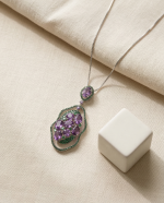 Royal Vineyard Amethyst & Chrome Diopside Cluster Pendant