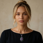 Royal Vineyard Amethyst & Chrome Diopside Cluster Pendant