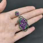 Royal Vineyard Amethyst & Chrome Diopside Cluster Pendant