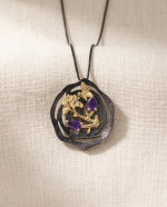 Shadow Garden Vintage Black Silver Amethyst Necklace